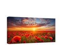 CCWACPP Poppy Flower Pictures Wall Decor Red Floral Canvas Wall Art Poppies Flowers Field Sunset Painting Print Home Decor Frame (30.00 x 60.00 cms, Poppy - 3)