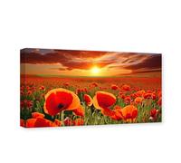 CCWACPP Red Poppy Flower Canvas Wall Art Poppies Floral Picture Wall Decor Flower Field Sunset Painting Print Bedroom Decor Frame (30.00 x 60.00 cms, Poppy - 1)