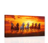 CCWACPP Running Horse Canvas Wall Art Wild Animal Pictures 7 Horse Running Painting Print Wildlife Poster Large Living Room Office Decor Framed (40L x 80W cm)