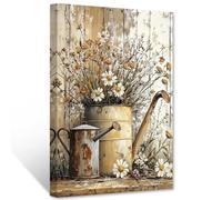 CCWACPP Rustic Daisy Wall Art Farmhouse Floral Wall Decor White Daisies Canvas Vintage Flower Pictures Print Country Living Room Kitchen Bedroom Decor Framed (30.00 x 45.00 cms)