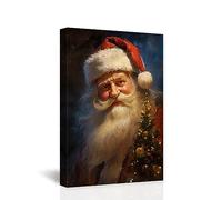 CCWACPP Santa Claus Canvas Wall Art - Christmas Pictures Wall Decor Vintage Santa Painting Print Artwork Home Living Room Decor Frame (30.00 x 45.00 cms, 1)
