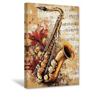 CCWACPP Saxophone Canvas Wall Art Vintage Music Wall Decor Saxophone Pictures Print Musical Instruments Poster Music Room Classroom Office Decor Framed (40.00 x 60.00 cms)