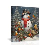 CCWACPP Snowman Canvas Wall Art Christmas Pictures Wall Decor Snowman Wearing Red Plush Scarf Painting Print Artwork Decor Frame (60.00 x 90.00 cms, Snowman - 1)