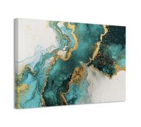 CCWACPP Teal Abstract Wall Art Canvas Prints Teal Pictures for Living Room Bedroom Bathroom Decor Modern Home Office Decor Framed (40.00 x 60.00 cms)