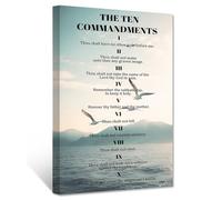 CCWACPP The Ten Commandments Wall Art 10 Commandments Wall Decor Christian Canvas Art Bible Verses Pictures Print Living Room Church Room Decor Framed (30.00 x 45.00 cms)