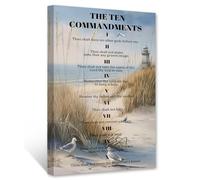 CCWACPP The Ten Commandments Wall Art 10 Commandments Wall Decor Christian Canvas Art Bible Verses Pictures Print Living Room Church Room Decor Framed (30.00 x 45.00 cms)