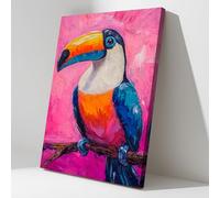 CCWACPP Toucan Wall Art Colorful Bird Pictures Tropical Canvas Art Jungle Animal Posters Living Room Office Decor Framed (30.00 x 45.00 cms)
