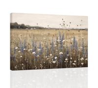 CCWACPP Vintage Landscape Wall Art Retro Wildflower Field Canvas Pictures French Country Painting Floral Poster Rustic Farmhouse Home Wall Decor Framed (C, (30.00 x 45.00 cms))