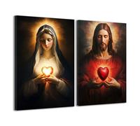 CCWACPP Virgin Mary and Jesus Wall Art 2 Pieces Catholic Wall Decor Framed God Poster Canvas Prints for Church Home Wall Decor (30x40cmx2)