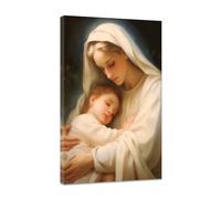 CCWACPP Virgin Mary Canvas Wall Art Framed Catholic Pictures Wall Decor Jesus With His Mother Painting Religious Spiritual Poster Prints Church Prayer Room Decor (C, (30.00 x 45.00 cms))