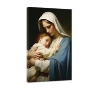 CCWACPP Virgin Mary Canvas Wall Art Framed Catholic Pictures Wall Decor Jesus With His Mother Painting Religious Spiritual Poster Prints Church Prayer Room Decor (D, (60.00 x 90.00 cms))