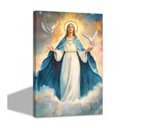 CCWACPP Virgin Mary Wall Art Catholic Paintings Framed Virgin Mary Picture Canvas Mary Mother of Jesus Art Prints Church Prayer Room Office Decor (30.00 x 45.00 cms)