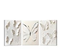 CCWACPP White Butterfly Wall Art 3 PCS Girls Room Wall Decor Butterflies Canvas Prints Romantic Painting Poster Bedroom Decor Framed (30x40cmx3)