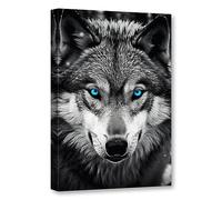 CCWACPP Wolf Canvas Wall Art Animal Picture Wall Decor Black and White Animals Painting Print Artwork Living Room Bedroom Decor Frame (Wolf - 2, 20x30inch (50x75cm))