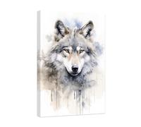 CCWACPP Wolf Canvas Wall Art Watercolor Animal Pictures Abstract Wildlife Portrait Painting for Living Room Bedroom Office Home Wall Decor Framed (50.00 x 75.00 cms)