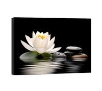 CCWACPP Zen Canvas Wall Art Black and White Lotus Pictures Spa Stone Flower Print Spiritual Meditation Yoga Room Wall Decor Framed (Zen - 3, 20x30inch)