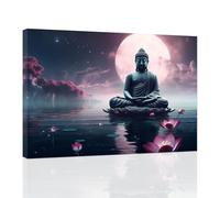 CCWACPP Zen Canvas Wall Art Buddha Painting with Lotus Flowers Pictures Spa Artwork Prints for Bathroom Meditation Yoga Room Buddhist Wall Decor Framed (C, (50.00 x 75.00 cms))