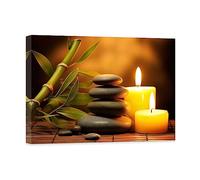 CCWACPP Zen Canvas Wall Art Spa Stones and Burning Candles Picture Print Bamboo Painting Spa Yoga Meditation Spiritual Room Decor Frame (Zen - 4, 30x45cm)