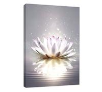 CCWACPP Zen Canvas Wall Art White Lotus Picture Spa Flower Art Prints Magic Spiritual Meditation Yoga Room Bathroom Wall Decor Framed (Zen - 1, 12x18inch)
