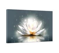 CCWACPP Zen Canvas Wall Art White Lotus Picture Spa Flower Art Prints Magic Spiritual Meditation Yoga Room Bathroom Wall Decor Framed (Zen - 2, 16x24inch)