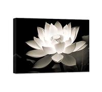 CCWACPP Zen Wall Art White lotus Flowers Canvas Painting Black and White Floral Picture Print Spa Yoga Meditation Spiritual Room Decor Frame (Zen - 3, 30x45cm)