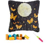 CCWORAN Butterfly Latch Hook Kits for Adults Beginners Kids Cushion Covers Craft Kits Making Crochet Pre Printed Canvas Wool Yarn Hobbies DIY Sofa Home Decor Women Gift 17