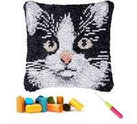CCWORAN Cat Latch Hook Cushion Kits for Adults Beginners Animal Pillow