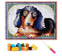 CCWORAN Dachshund Latch Hook Rug Kits for Adults Beginners DIY Craft Doormat Rug Making Kit Apestry Cushion Knitting Patterns Printed Mesh Mat Canvas Wool Yarn Fabric Decorations Home Gift Kids Women