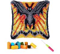 CCWORAN Halloween Latch Hook Kits Cushion Covers Craft for Adults Beginners Kids Making Crochet Pre Printed Canvas Wool Yarn Hobbies DIY Sofa Home Decor Women Gift Bats 1