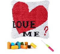 CCWORAN Heart Latch Hook Kits for Adults Beginners Kids Love Cushion Covers Craft Kits Making Crochet Pre Printed Canvas Wool Yarn Hobbies DIY Sofa Home Decor Women Gift Valentine 10
