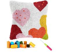 CCWORAN Love Latch Hook Kits for Adults Beginners Kids Cushion Cover Making Crochet Craft Kits Pre Printed Canvas Wool Yarn Hobbies DIY Sofa Home Decor Women Gift 12