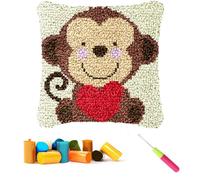 CCWORAN Monkey Latch Hook Kits for Adults Beginners Cushion Animal Craft