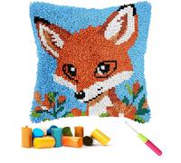 CCWROAN Fox Cushion Covers Craft Kits Animal Latch Hook Kits for Adults Beginners Kids Making Crochet Pre Printed Canvas Wool Yarn Hobbies DIY Sofa Home Decor Women Gift 10