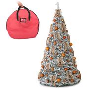 CCXJMLS Artificial Christmas Tree, Retractable Folding Orange Christmas Tree, Easy to Assemble and Store for Festival, Home, Office, Party Decoration (No Lights)(5.9ft)