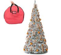 CCXJMLS Artificial Christmas Tree, Retractable Folding Orange Christmas Tree, Easy to Assemble and Store for Festival, Home, Office, Party Decoration (No Lights)(6.9ft)