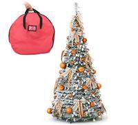 CCXJMLS Artificial Christmas Tree, Retractable Folding Orange Christmas Tree, Easy to Assemble and Store for Festival, Home, Office, Party Decoration (No Lights)(4.9ft)