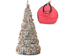CCXJMLS Artificial Full Christmas Tree, Retractable Folding Orange Christmas Tree, Integrated molding Without Installation for Festival, Home, Office, Party Decoration (with Light)(6.9ft)