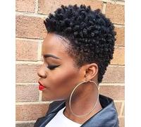 ccXrC Pixie Wig Short Curly Wigs for Black Women Glueless Brazilian Kinky Curly Wigs for Daily Use 3inch