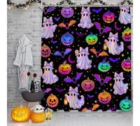 CCXTCZ Cute Ghost Halloween Shower Curtain,Skeleton Reader I Look Better Bent Over A Book Witchy Fun Slogans Vintage Book Lover Fabric Curtain with Hooks,70x70 Inch