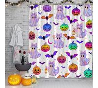 CCXTCZ Cute Ghost Halloween Shower Curtain,Skeleton Reader I Look Better Bent Over A Book Witchy Fun Slogans Vintage Book Lover Fabric Curtain with Hooks,70x70 Inch