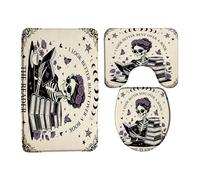 CCXTCZ Gothic Halloween 3 Piece Bath Rug Sets Skeleton Reader I Look Better Bent Over A Book Vintage Book Lover 3 Piece Bath Rug Sets,17.8"x29.5"Bath Mat,Toilet Seat Cover, U-Shaped Toilet