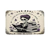 CCXTCZ Gothic Halloween Bath Mat Just One More Chapter Spellbound Skeleton Reader Fun Slogans Vintage Witchy Doormat Microfiber Memory Foam Absorbent Area Rug Bathroom Decor Rug,17.8x29.5 Inch