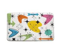 CCXTCZ Mid Century Modern Bath Mat Retro Atomic Abstract Geometric Boomerangs Sputnik Iconic 1950s 1960s Vintage Art Microfiber Memory Foam Absorbent Rug Bathroom Decor Rug,17.8x29.5 Inch