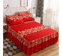 CCXXYGWJ 3 Pcs Elastic Fitted Sheet Pillow Cover Bed Linen Cotton Mattress Pillowcase 2 Seater Euro Bedding Set King Size Bedsheet Luxury,10,150x200cm 3pcs set