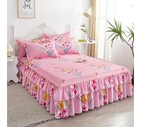 CCXXYGWJ 3 Pcs Elastic Fitted Sheet Pillow Cover Bed Linen Cotton Mattress Pillowcase 2 Seater Euro Bedding Set King Size Bedsheet Luxury,9,150x200cm 3pcs set