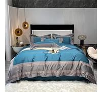 CCXXYGWJ Blue Chic Frame Patchwork Duvet Cover 1000TC Cotton Bedding Set Bed Sheet Pillow Shams Queen King 4Pcs (Color : A, Size : King Size 4Pcs) (A King size 4Pcs)