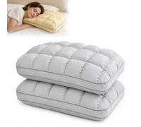 CCXXYGWJ Cooling Marshmallow Pillow Set - Soft & Washable Quilted Bed Pillows High Resilience Support for Adults Ideal for Side & Back Sleepers Cool-Touch (2PCS Gray)