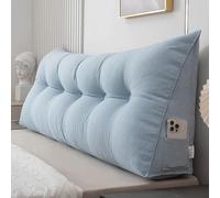 CCXXYGWJ Triangular Backrest Cushion for Bed & Sofa, Lumbar Support Pillow, Adjustable Headboard Cushion, Azure, 100x50x20cm - Perfect for Comfort & Style