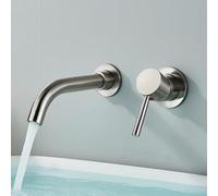 CCYENG Brushed Gold Basin Faucet Concealed Wall Mounted Faucet Tap 360 Rotation Single Handle Hot Cold Water Bath Mixer Tap (Brushed Golden) (Brushed Nickel)