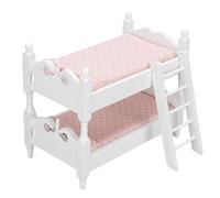 CCYLEZ 1:12 Miniature Bunk Bed Dollhouse Furniture, 1/12 Scale Dollhouse Bed 12th Scale Doll Bed Wooden Kids Play Toy with Ladder for Dollhouse Room Decor (Dot)